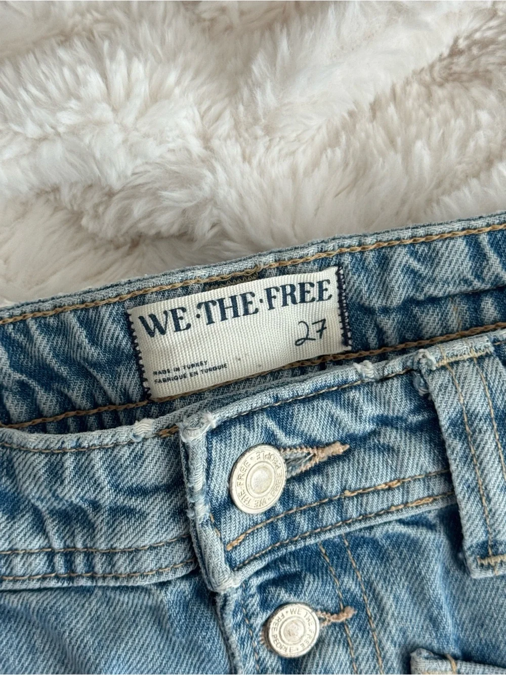 We The Free Light Blue Button-Front Denim Skirt